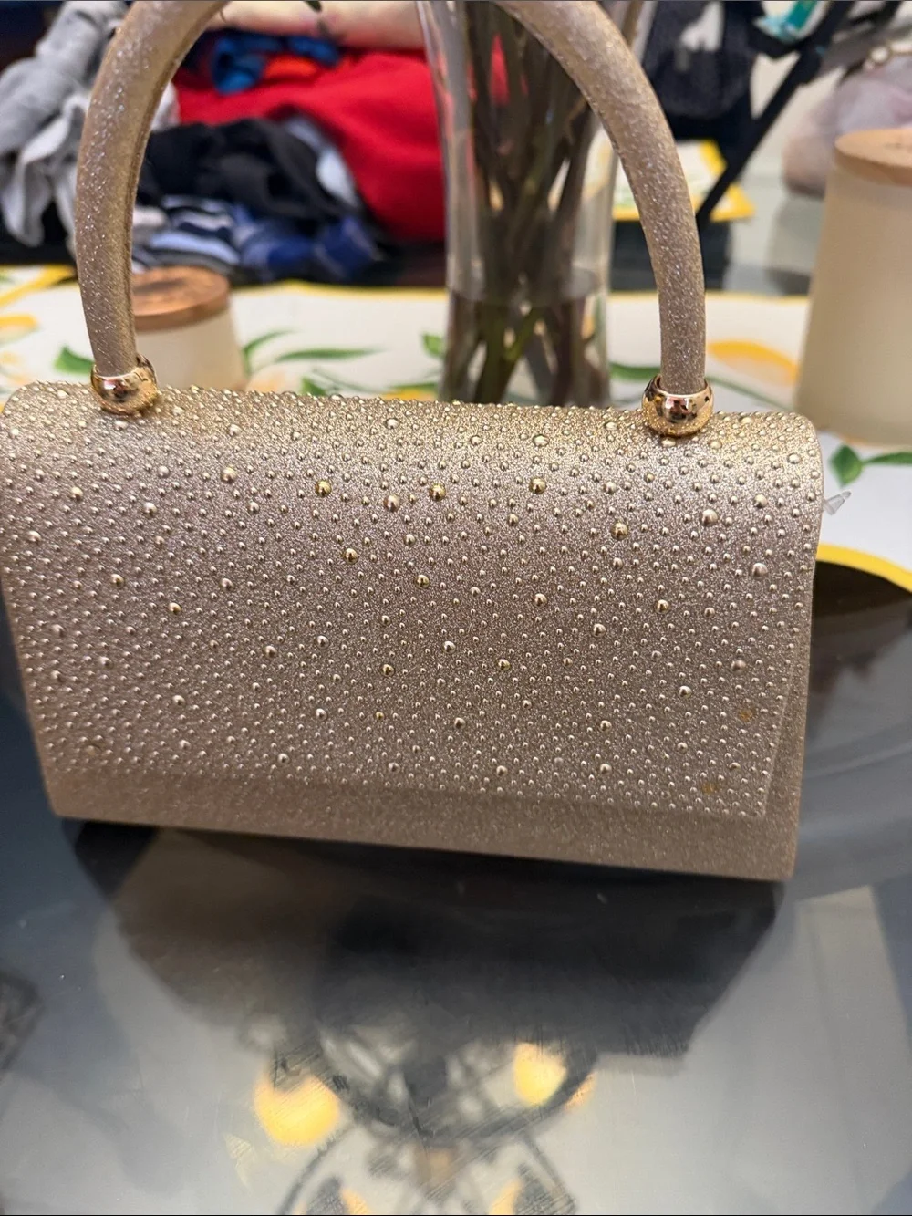 Elegant Gold Evening Top-Handle Bag small crossbody purse